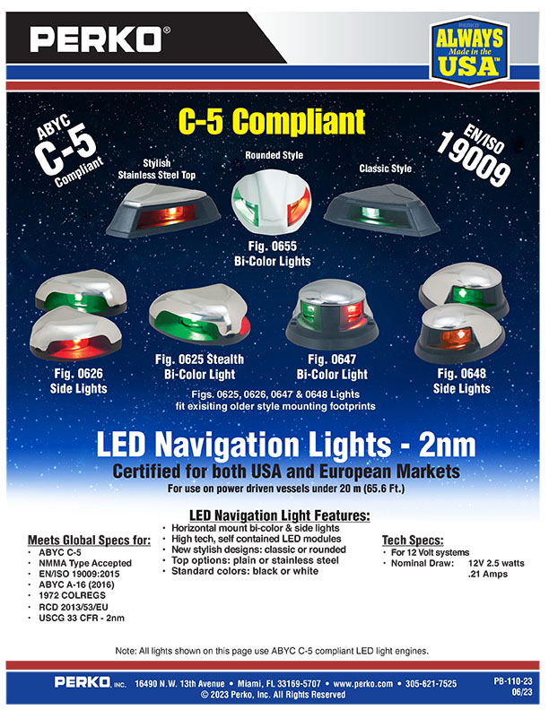 Perko&reg; Launches NEW LED Bi-Color Navigation Lights Meeting C-5 Regulations